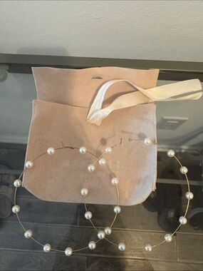 Gold Pearl-Embellished Hoop Earrings - Blush